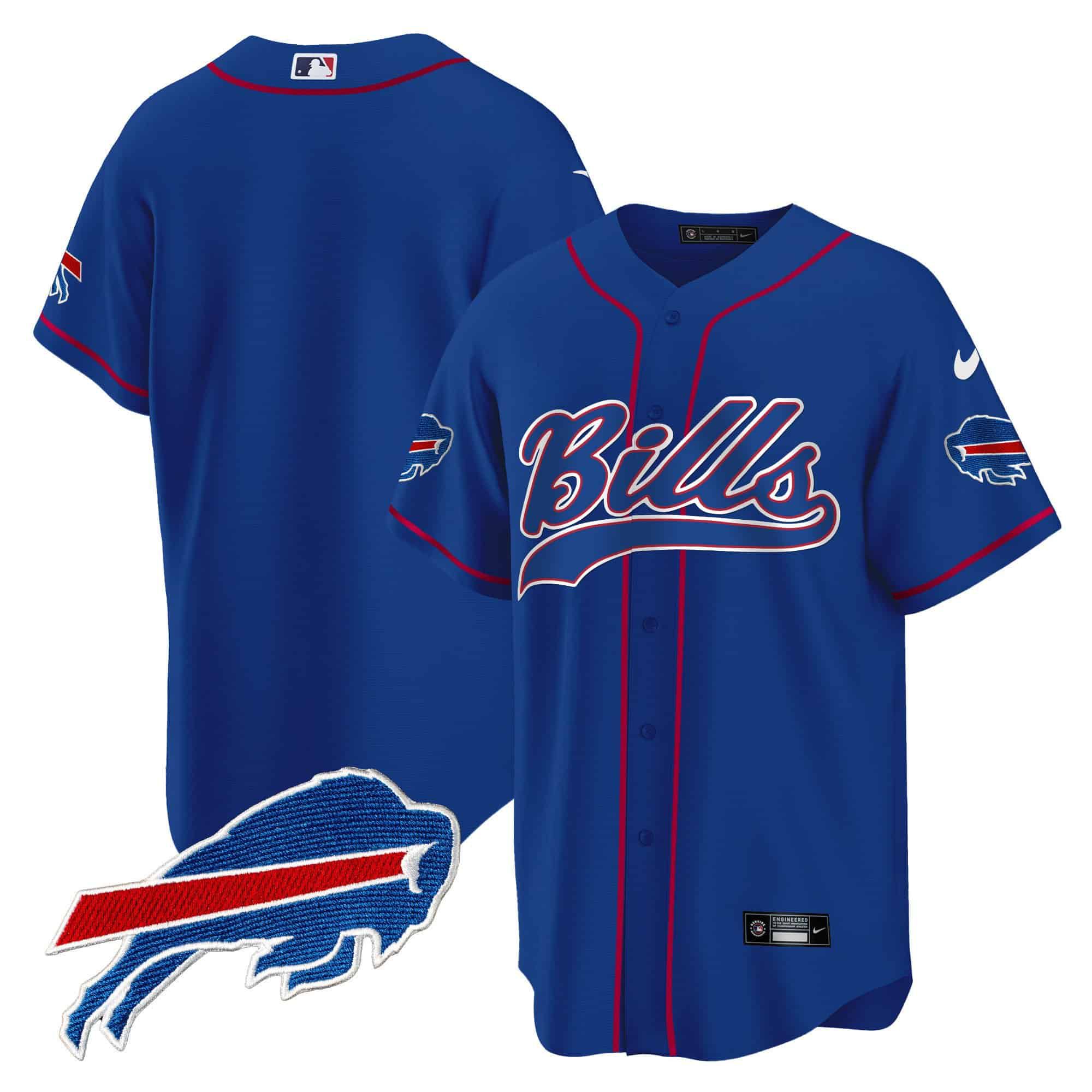 Men Buffalo Bills Blank Blue 2024 Nike Baseball Game NFL Jersey